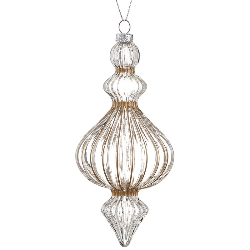 Plastic Finial Ornament, 6 (Clear Gold)