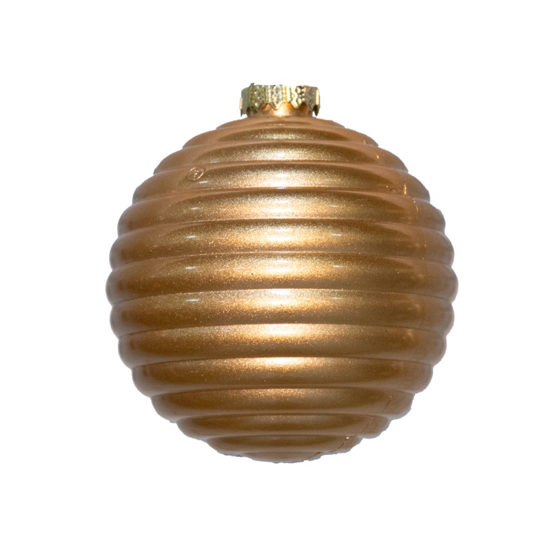 Shatterproof Gold Spiral Apple Ball Ornament, 4 (100MM)