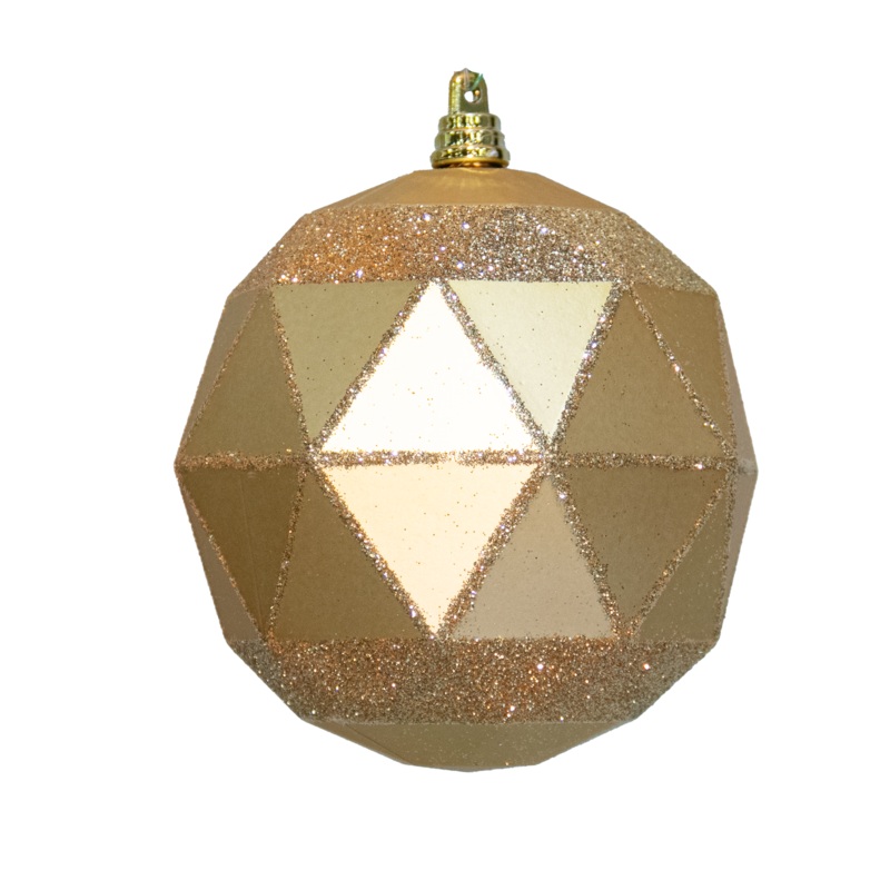 Shatterproof Gold W/Gold Glitter Ball Ornament 4 (100MM)