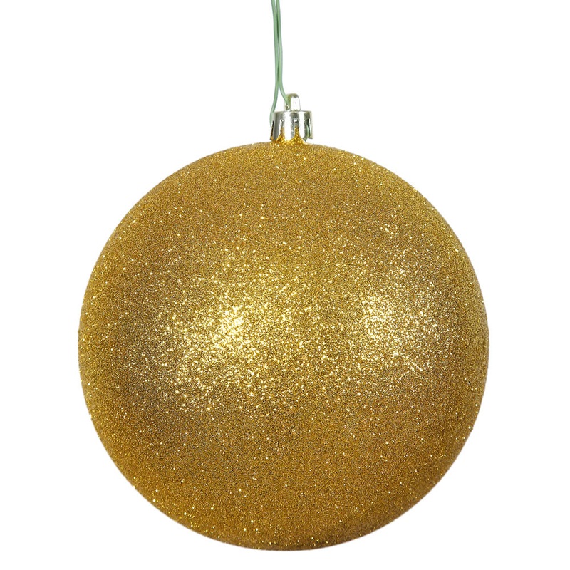 Shatterproof Plastic Gold Glitter Ball Ornament, 6 (150MM)