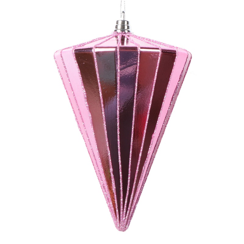 Shatterproof Purple Shiny Glitter Cone Ornament, 6 (150MM)