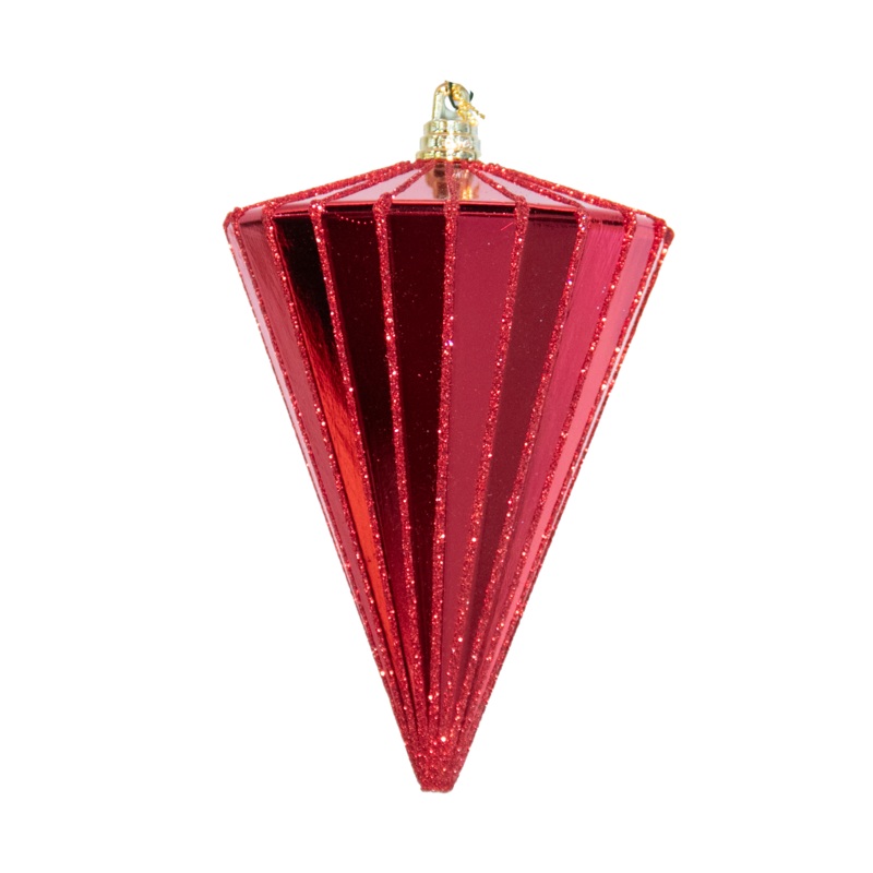 Shatterproof Red Shiny Glitter Diamond Ornament, 6