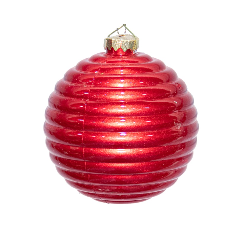 Shatterproof Red Spiral Candy Apple Ball Ornament, 4 (100MM)