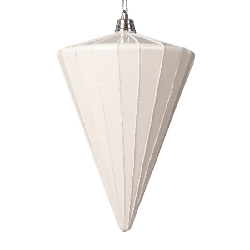 Shatterproof White Glitter Cone Ornament, 6