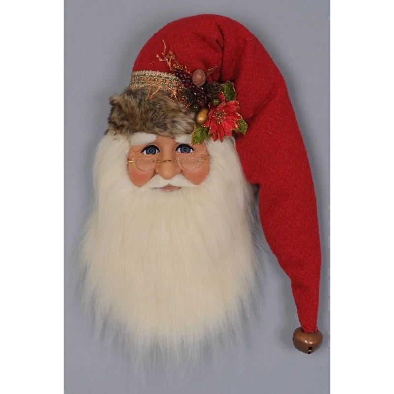 Woodland Santa Head Wall/Door Hanger Figurine, 18