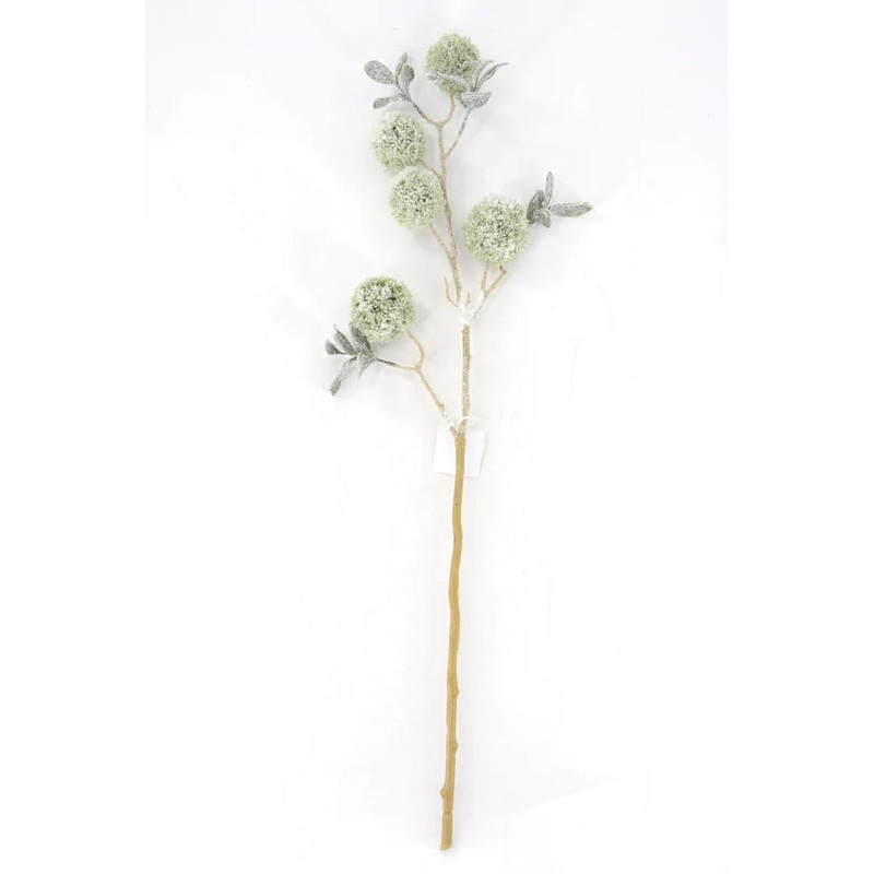 Flocked Allium Spray x5, 33 (Green/Snow)