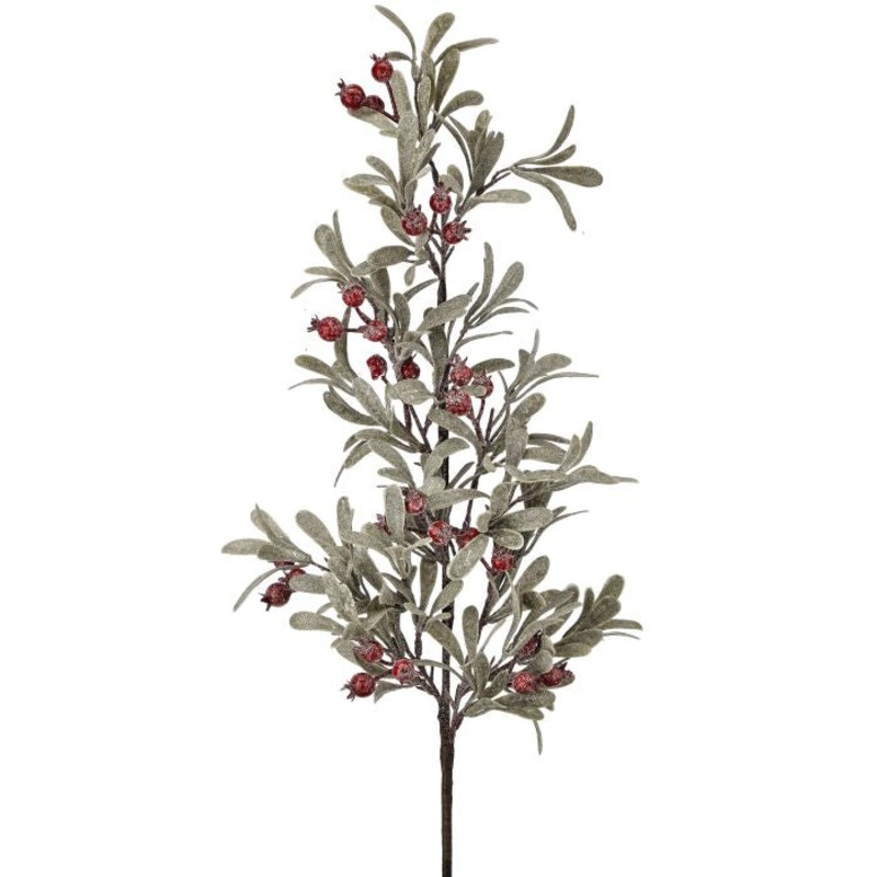 Frosted Mistletoe/Berry Spray, 35 (Green Red)