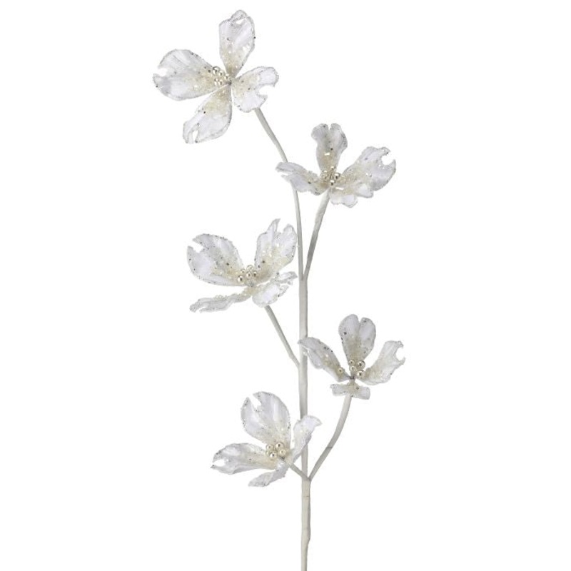 Glitter Dogwood Spray, 36 (White)