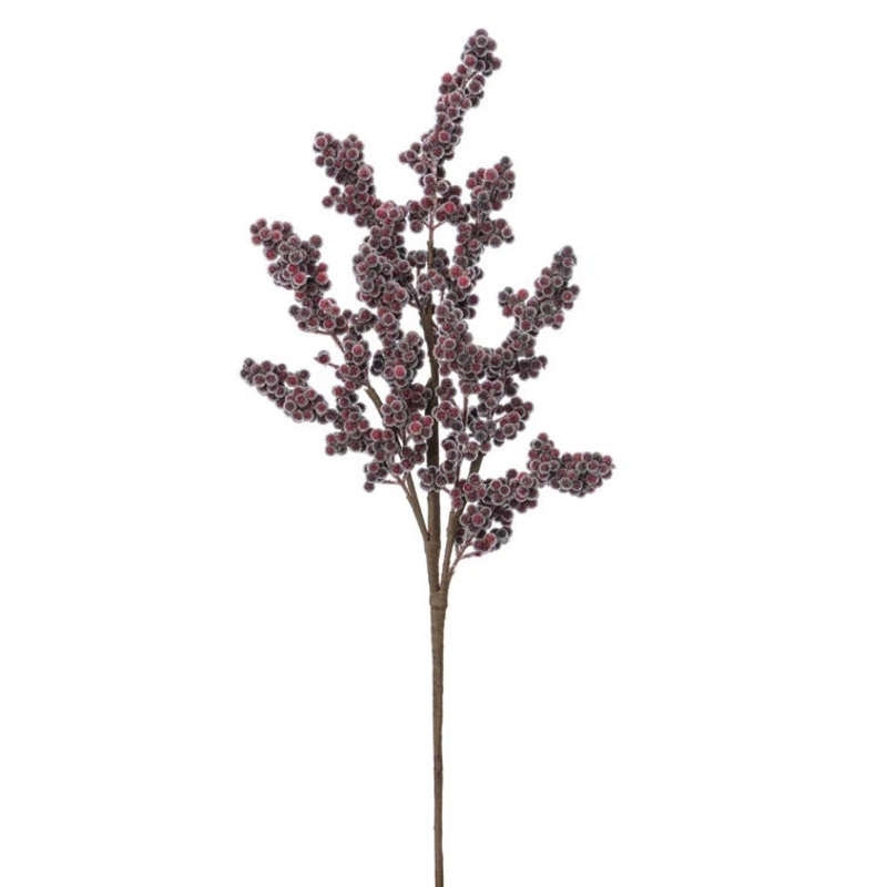 Icy Burgundy Berry Cluster Spray