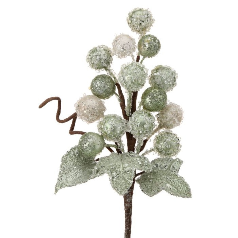 Jeweled Grape Cluster x14 w/Leaves Pick, 13