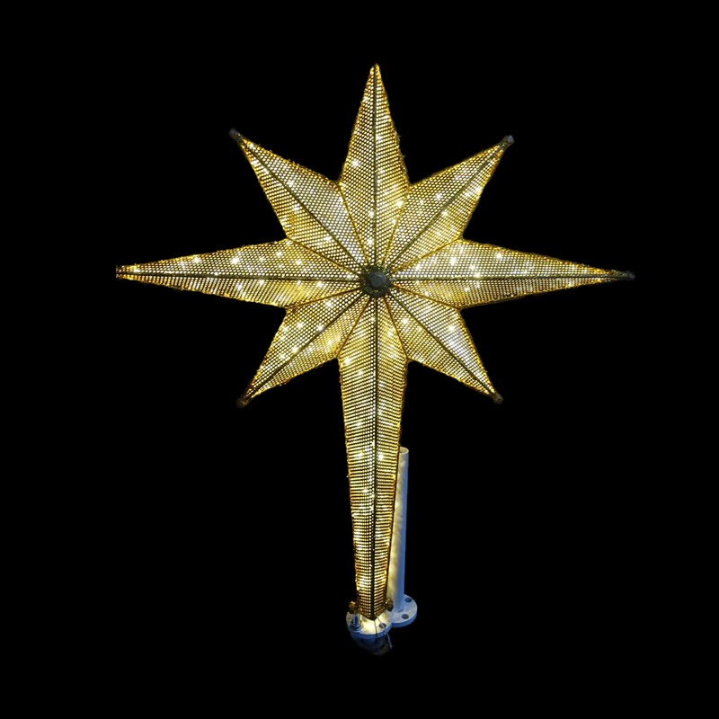 L8 Points Star Topper, Warm White W/ Cool White Flash Bulbs (36”)