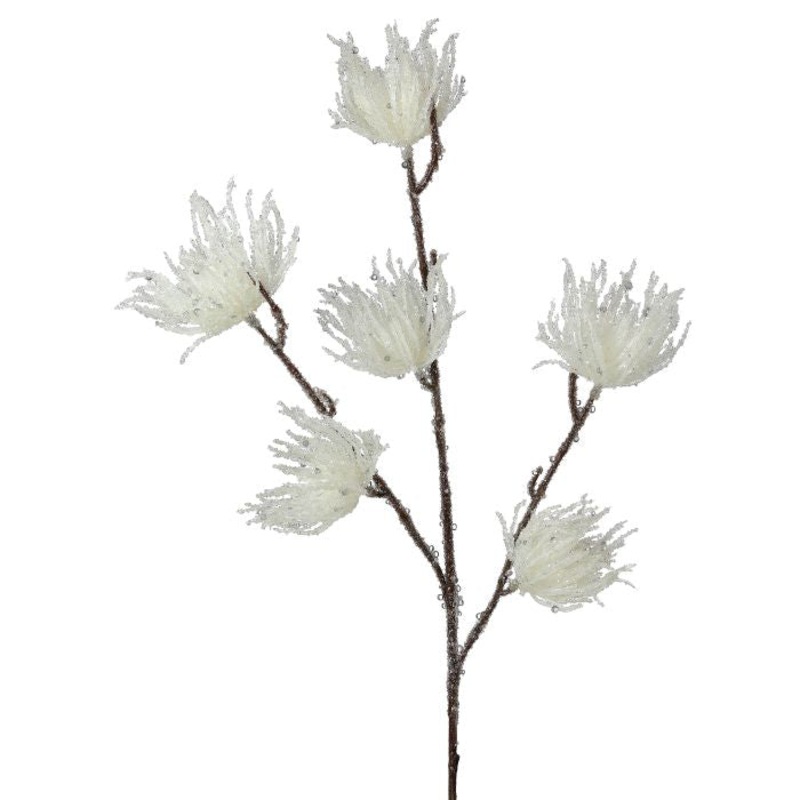 Metallic Iced Thistle Spray, 27 (White)