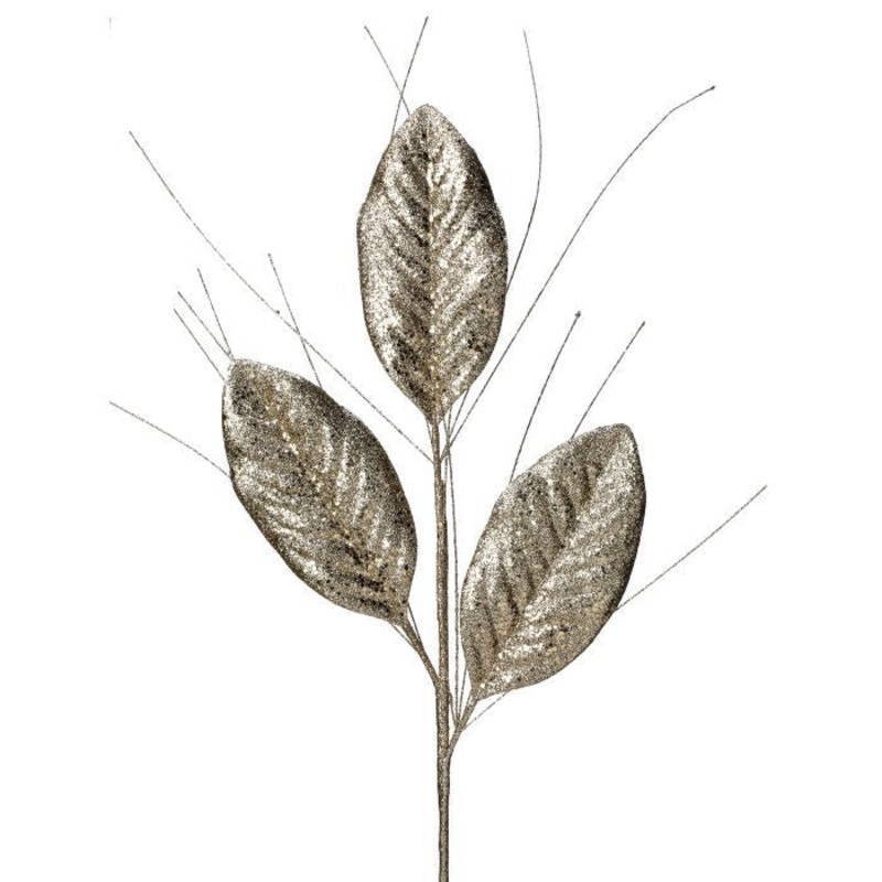 Micro Beaded/Sequin Magnolia Leaf Spray, 28