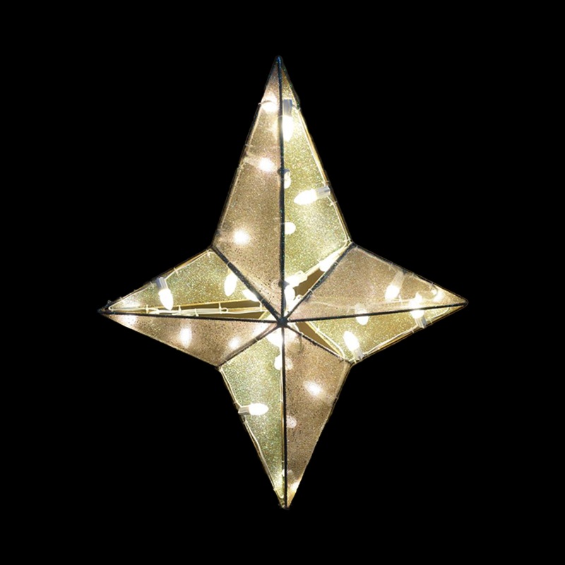 Nativity Star Tree Topper, Gold / Warm White 32 Clear C7 Led Lights (3′ Dimensional )