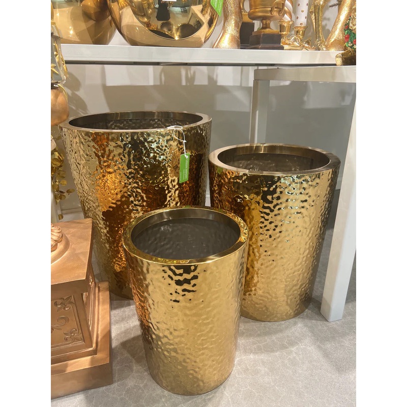 Round Tapered Stainless Steel Pots, 12 – 20 (Set of 3) (Gold)