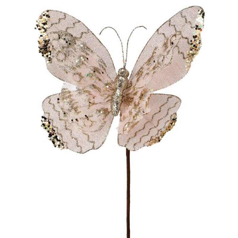 Sheer Organza/Sequin Butterfly Stem, 17 (Blush)