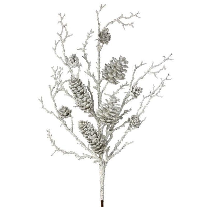 Snowy Glitter Cone Spray w/Branch, 24