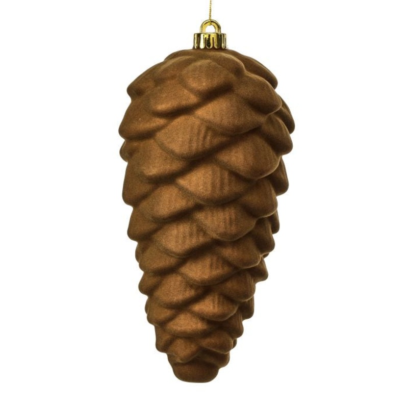 VP Flocked Pinecone Ornaments, 10 (Set of 3) (Brown)