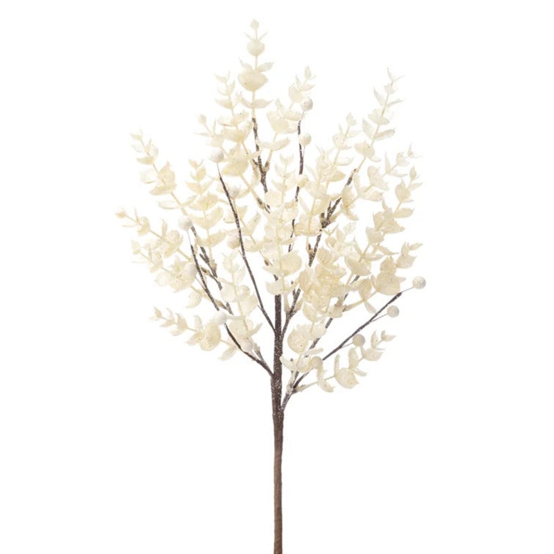 White Glitter Eucalyptus Berry Pick, 18