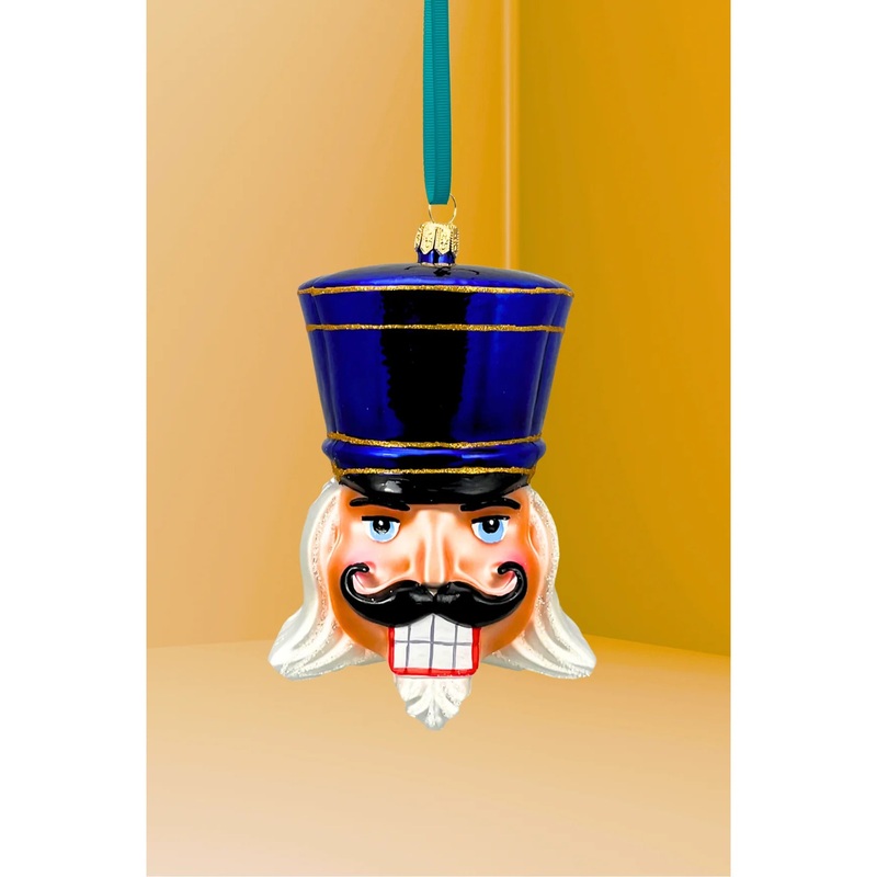 Royal Blue Glass Nutcracker Ornament, 5