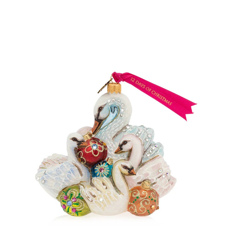 Seven Swans-A-Swimming Glass Ornament, 4.25