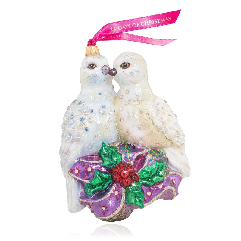 Two Turtle Doves Glass Ornament, 5.75