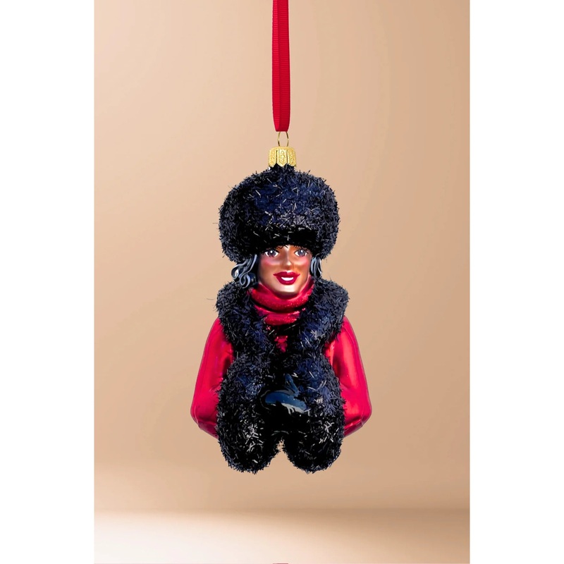Whitney Glass Christmas Ornament (Brown Skin), 5