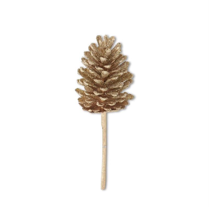 12.5 Gold Glittered Pinecone Pick
