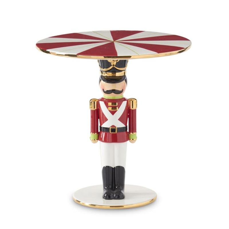 12.75 Dolomite Soldier Cake Stand/Riser w/Gold