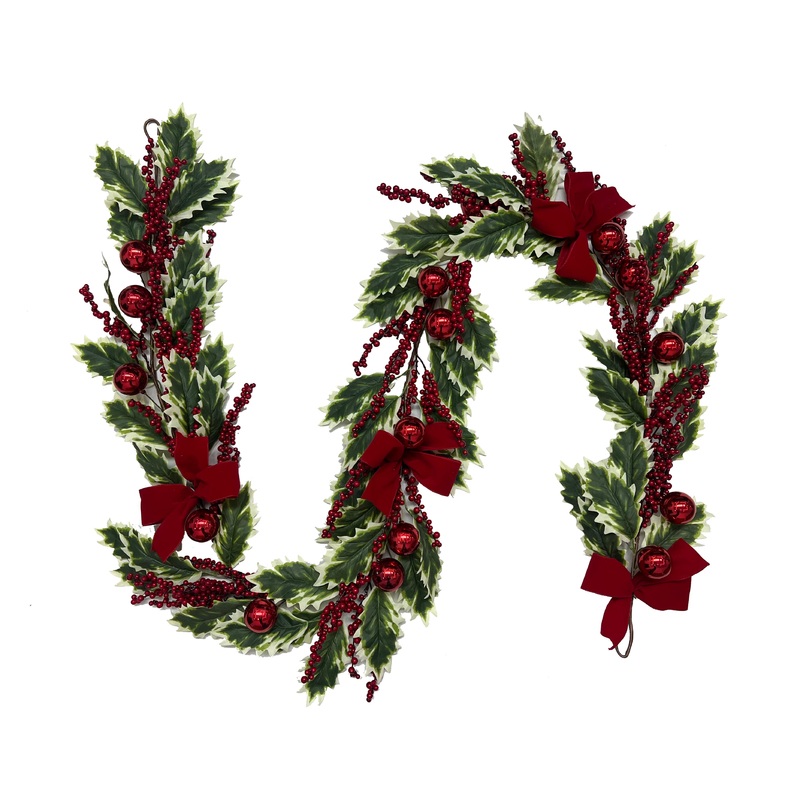 12” Ruby Ribbon Garland (9′ section)