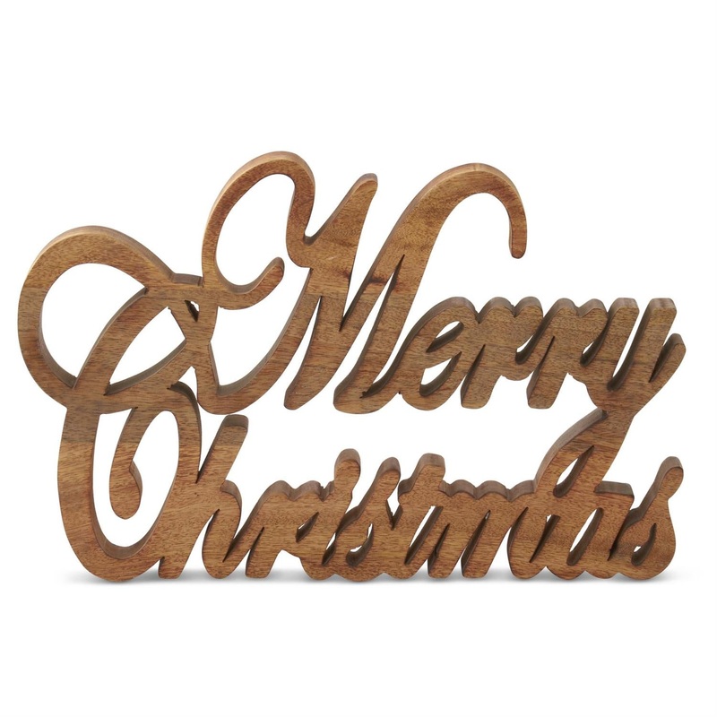 17 Dark Brown Wood MERRY CHRISTMAS Cutout