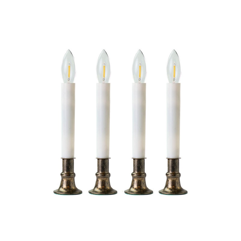 Antique Bronze Warm White LED Bulb Candle W/ Sensor, 9 (Set of 4)