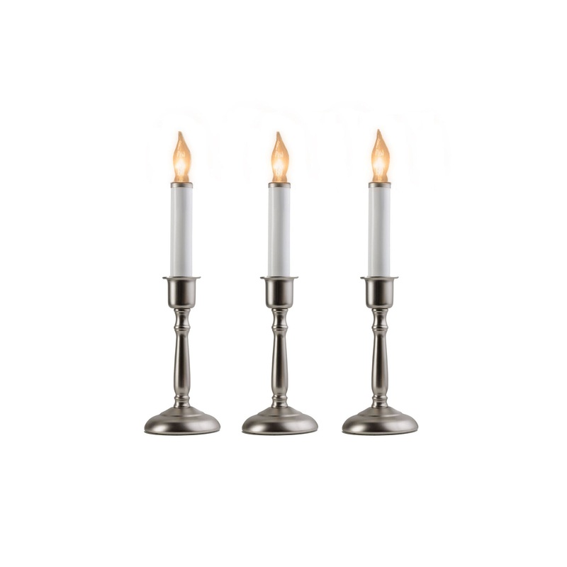Bayside Pewter LED Bulb Candle, Steady Burning, 12 (Set of 3)