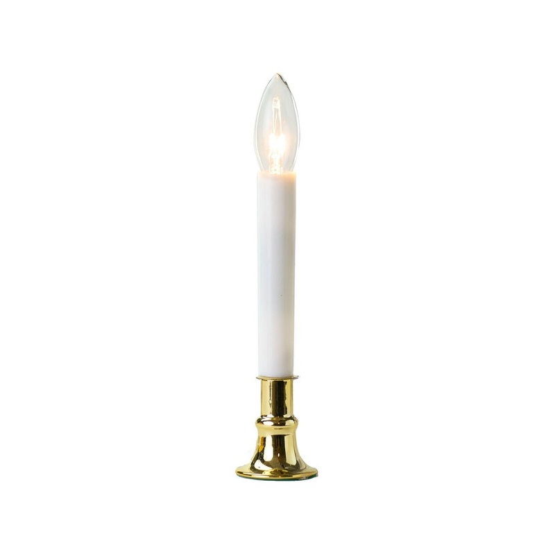 Brass Electric Warm White LED Bulb Candle W/ Timer, 9 (Set of 4)