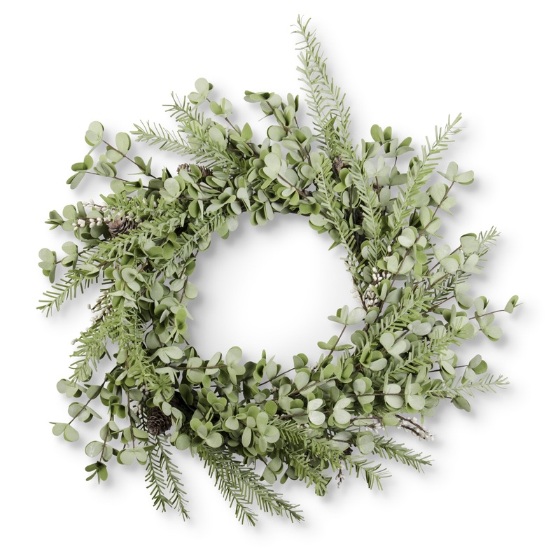 Eva Eucalyptus & Pine Wreath w/Pinecone, 24