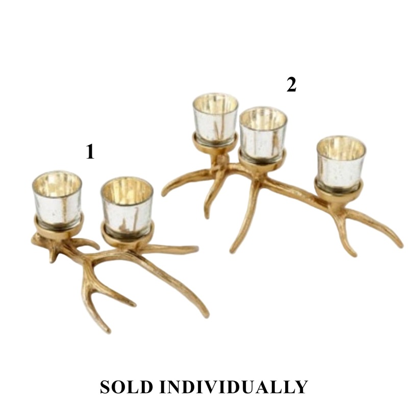 Metal & Glass Antler Votive Holder, 13.5 (2 styles – sold individually)