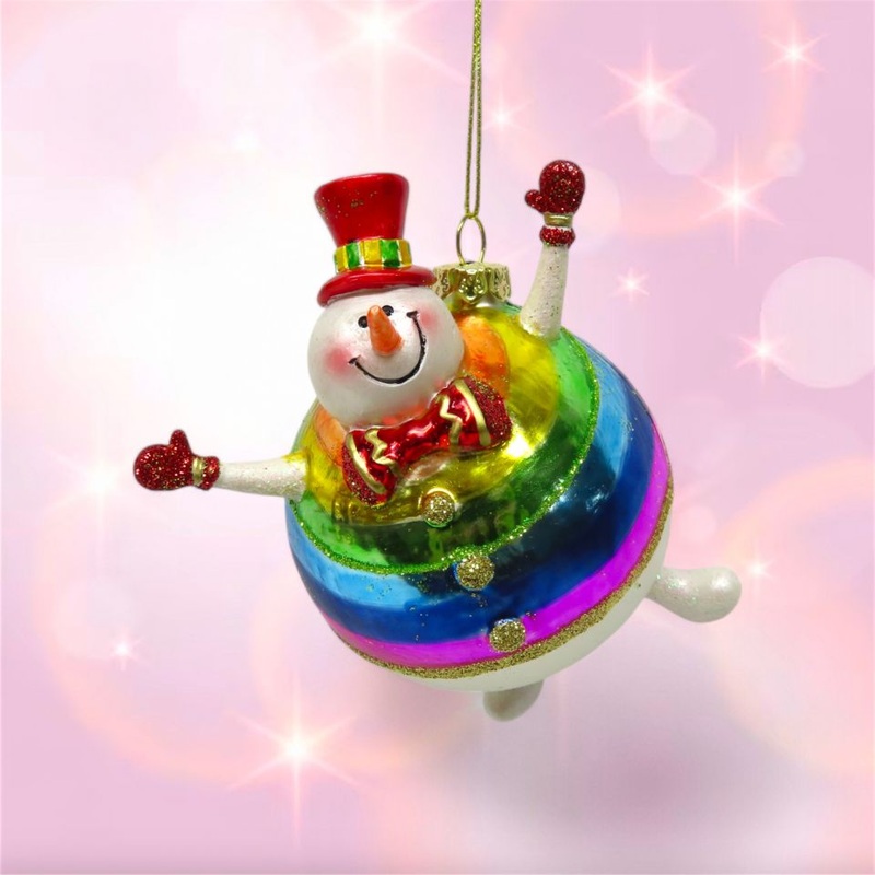 Plump Rainbow Snowman Ornament