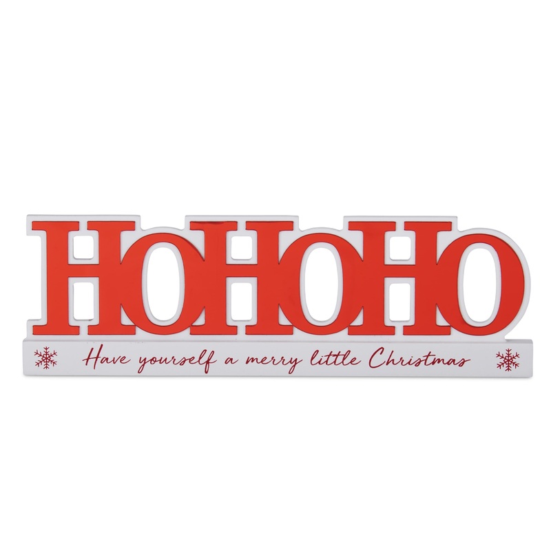 Red & White Merry Little Christmas HoHoHo Cutout Sign, 11.75