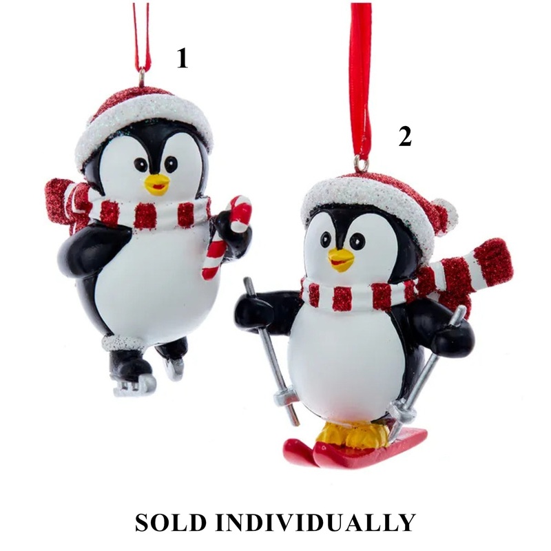 Skating & Skiing Penguin Ornaments (2 styles – sold individually)