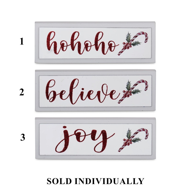 White Christmas Message w/ Candy Cane Sign, 6 (3 styles – sold individually)