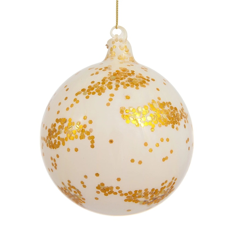 White Sequin Ball Ornament, 4.7 (120mm)