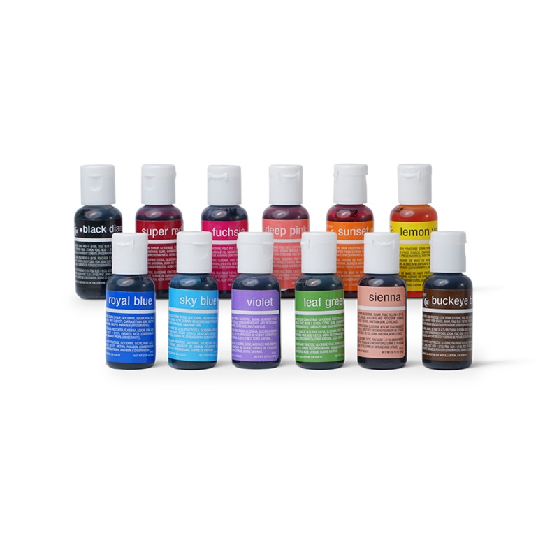 12-color Kit Liqua-Gel Liquid Food Coloring (20 ml bottles) – Version A