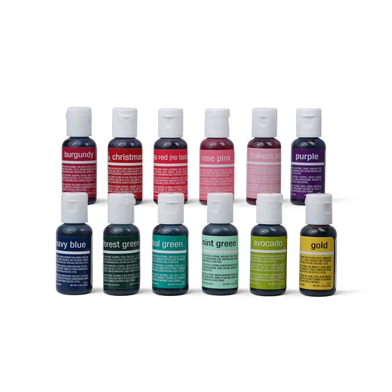 12-color Kit Liqua-Gel Liquid Food Coloring (20 ml bottles) – Version C