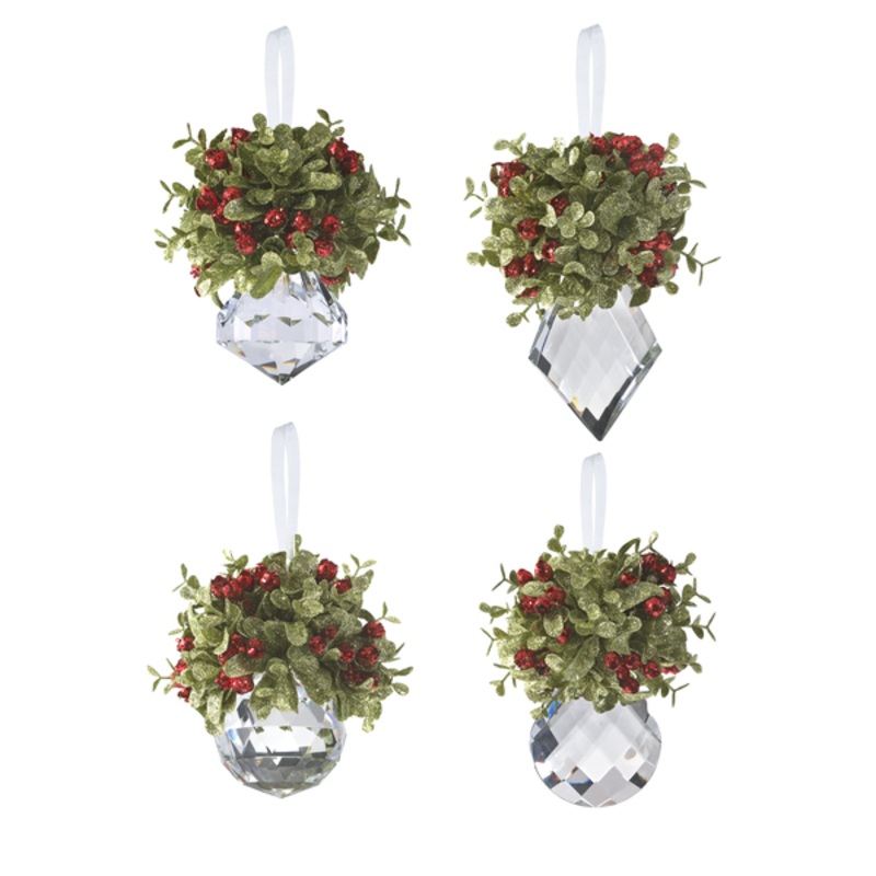 5 Mistletoe Crystal Ornaments (sold individually)