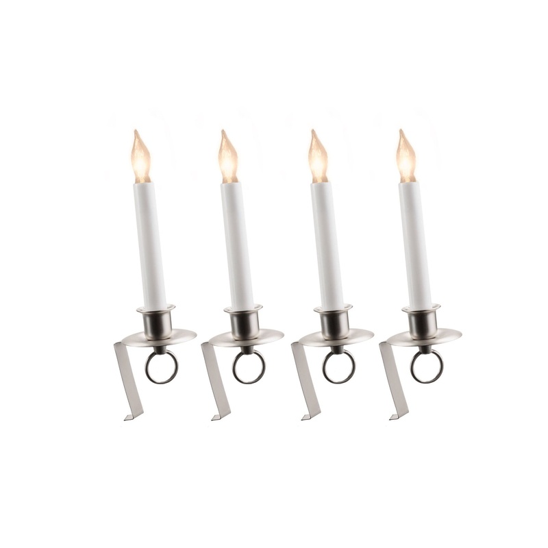 Cambridge Bracket Pewter LED Bulb Candle W/ Sensor, 12 (Set of 4)