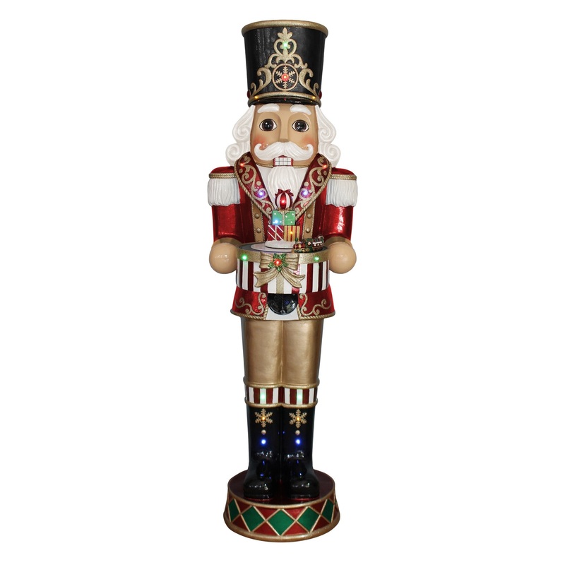 LED Lit Nutcracker W/ Music Box Figure, 58 (Red)