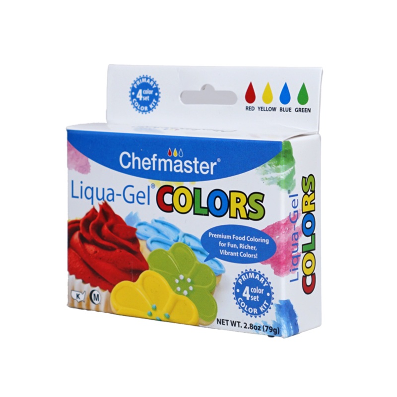 Primary Liqua-Gel Liquid Food Coloring Kit (20 ml bottles) – 4-color Kit