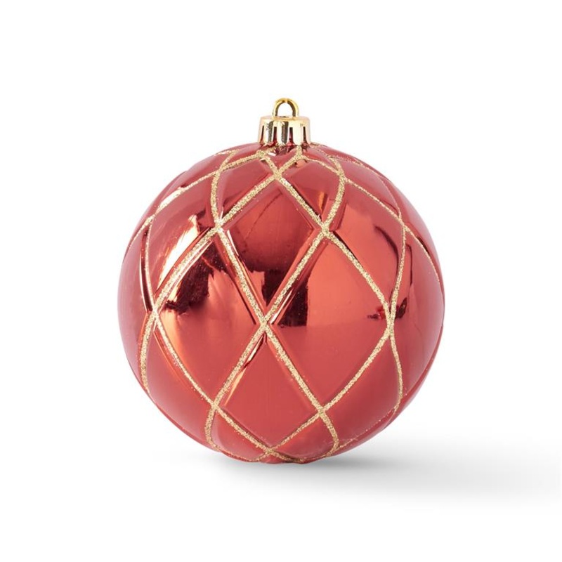 Red w/Gold Glitter Shatterproof Ornament, 4