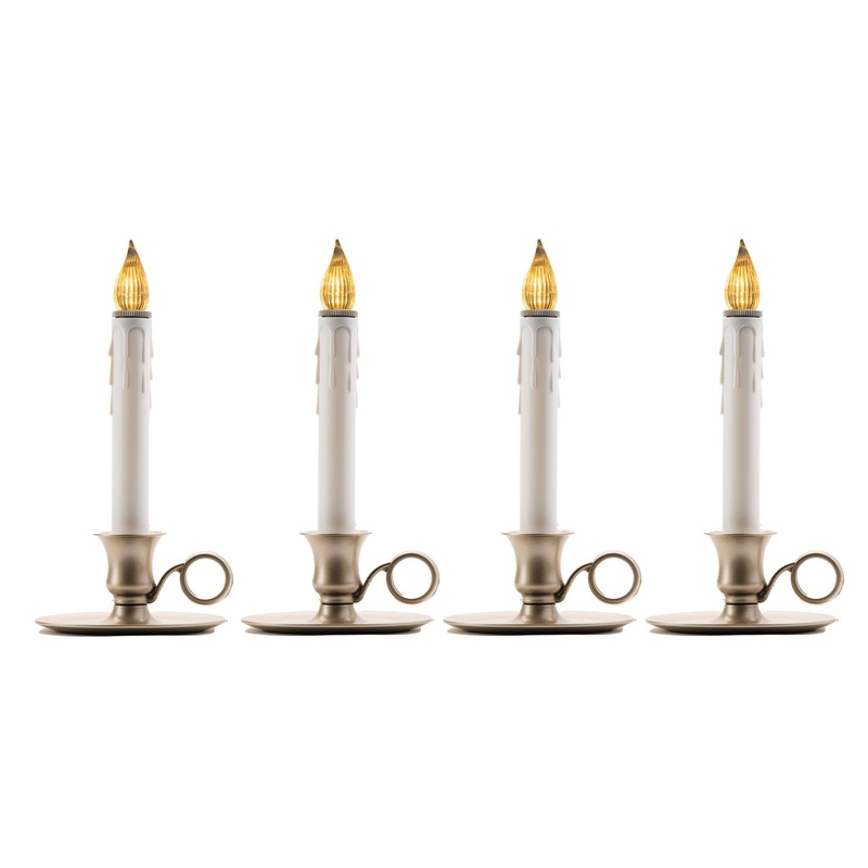 Williamsburg Pewter LED Bulb Candle W/ Sensor, 9 (Set of 4)