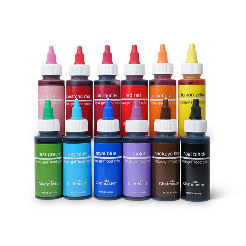 12-color Kit Liqua-Gel Liquid Food Coloring (2.3 oz bottles) – Hobby Baker